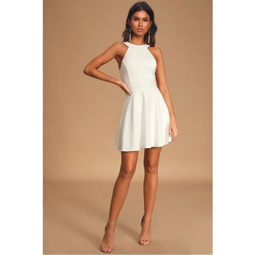 Lulu's Keep Coming back white skater knit dress